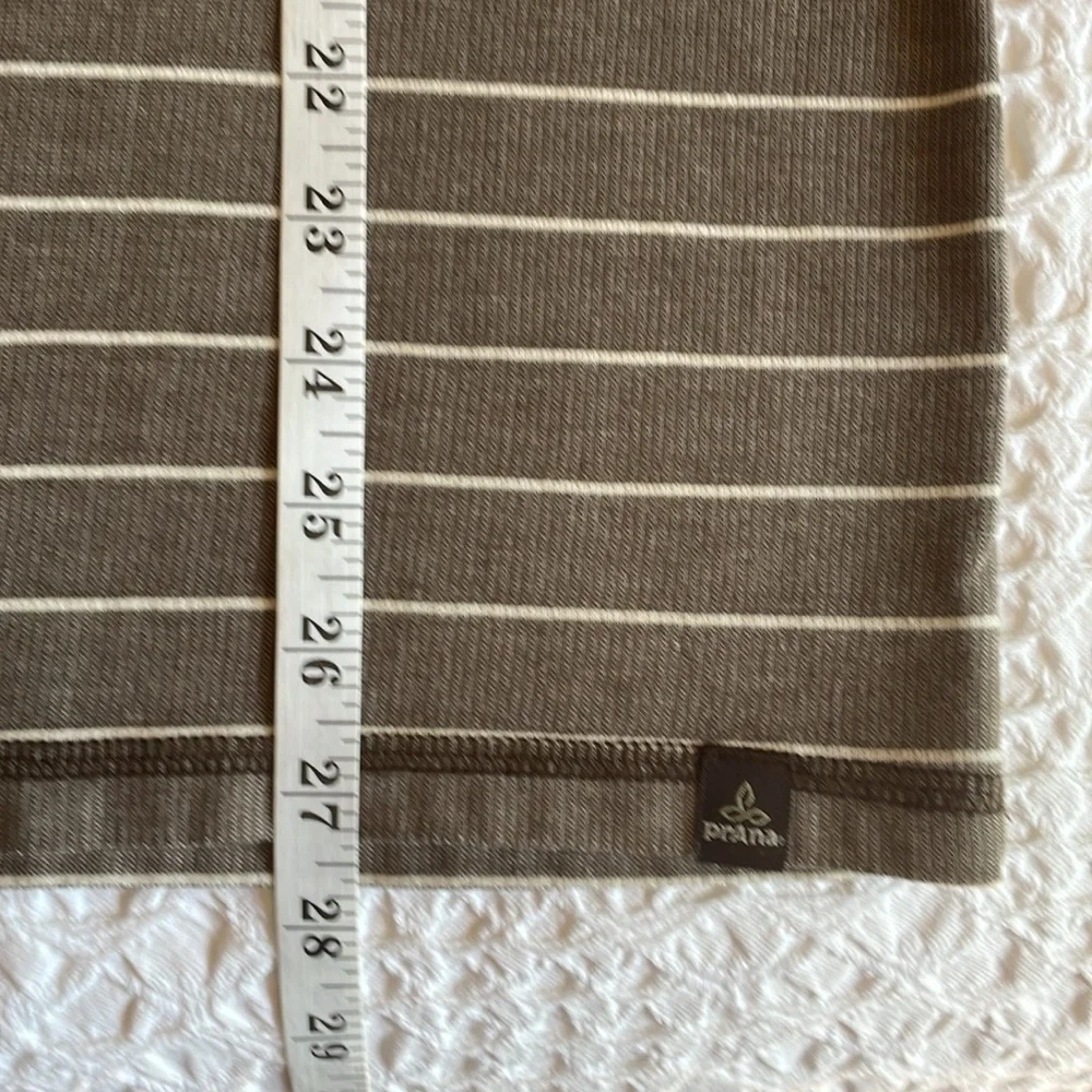 PRANA Keller Organic Cotton Shirt Men’s M Brown/Striped Long Sleeve Crewneck